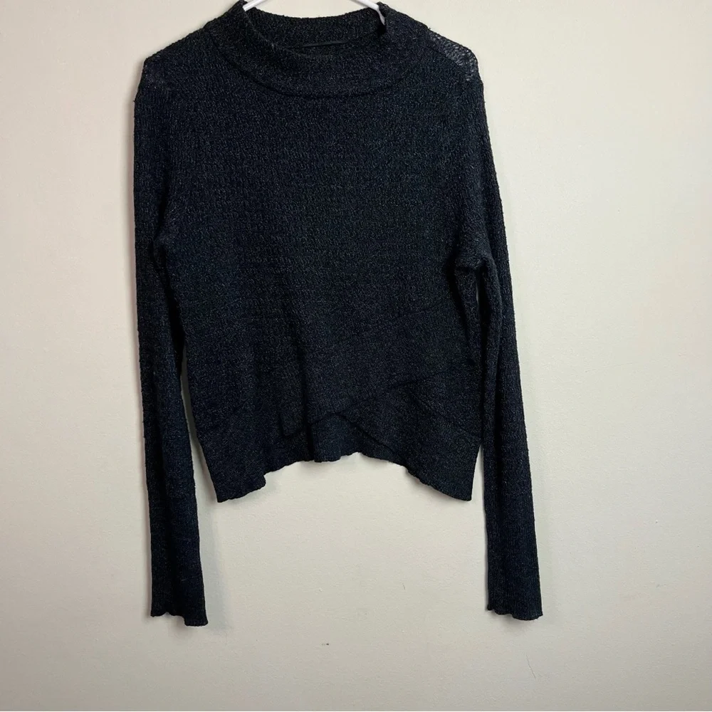 Free People Charcoal Gray Mock Neck Sweater Size S Women